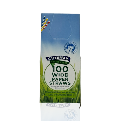 Caterpack Striped Paper Straws 100s