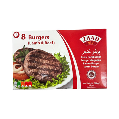Zaad 8 Lamb & Beef Burgers 560g