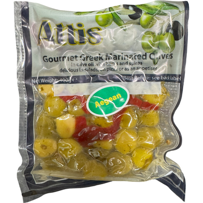 Attis Aegean Pitted Green Olives+Herbs 400g