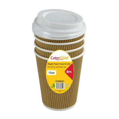 Catergold 16/12oz Black Ripple Wall Lids 1x50