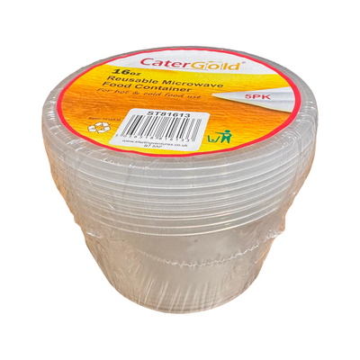 Catergold 16oz Round Plastic Food Container 5's