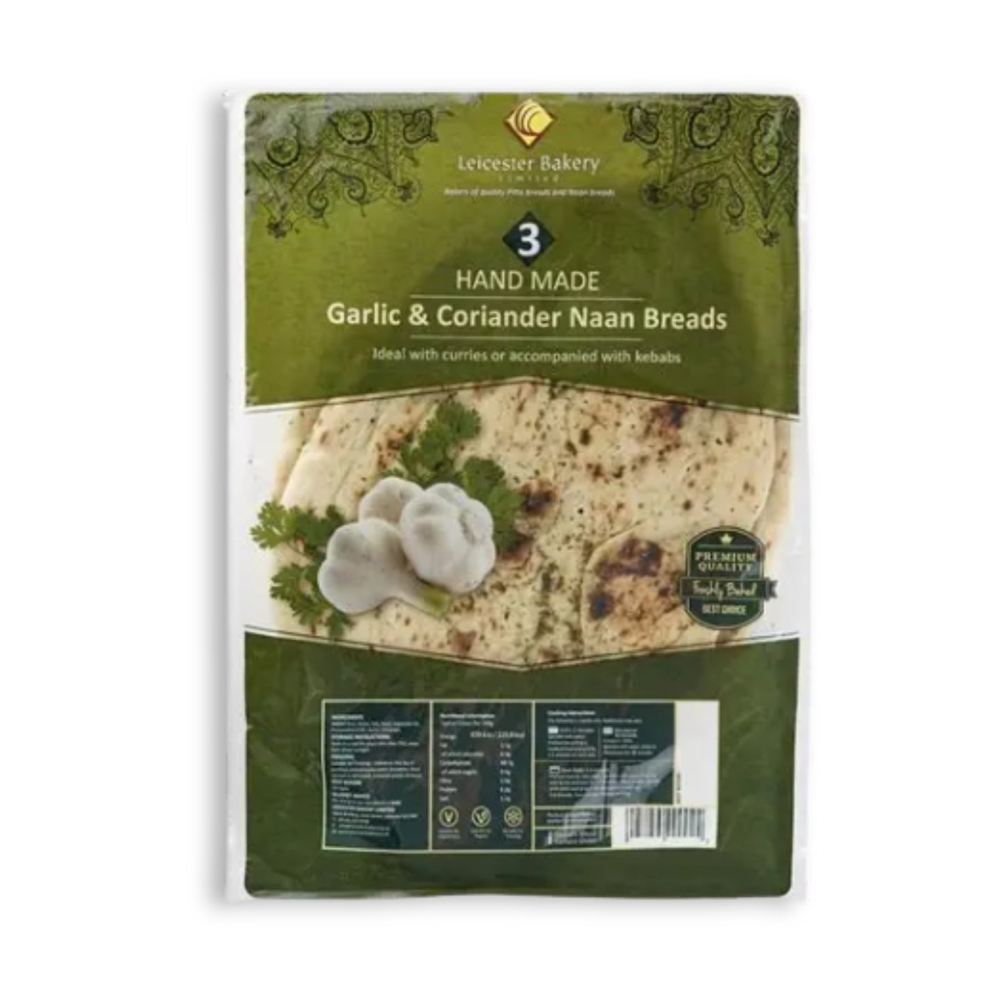 Leicester Garlic Coriander Naan 3Pack