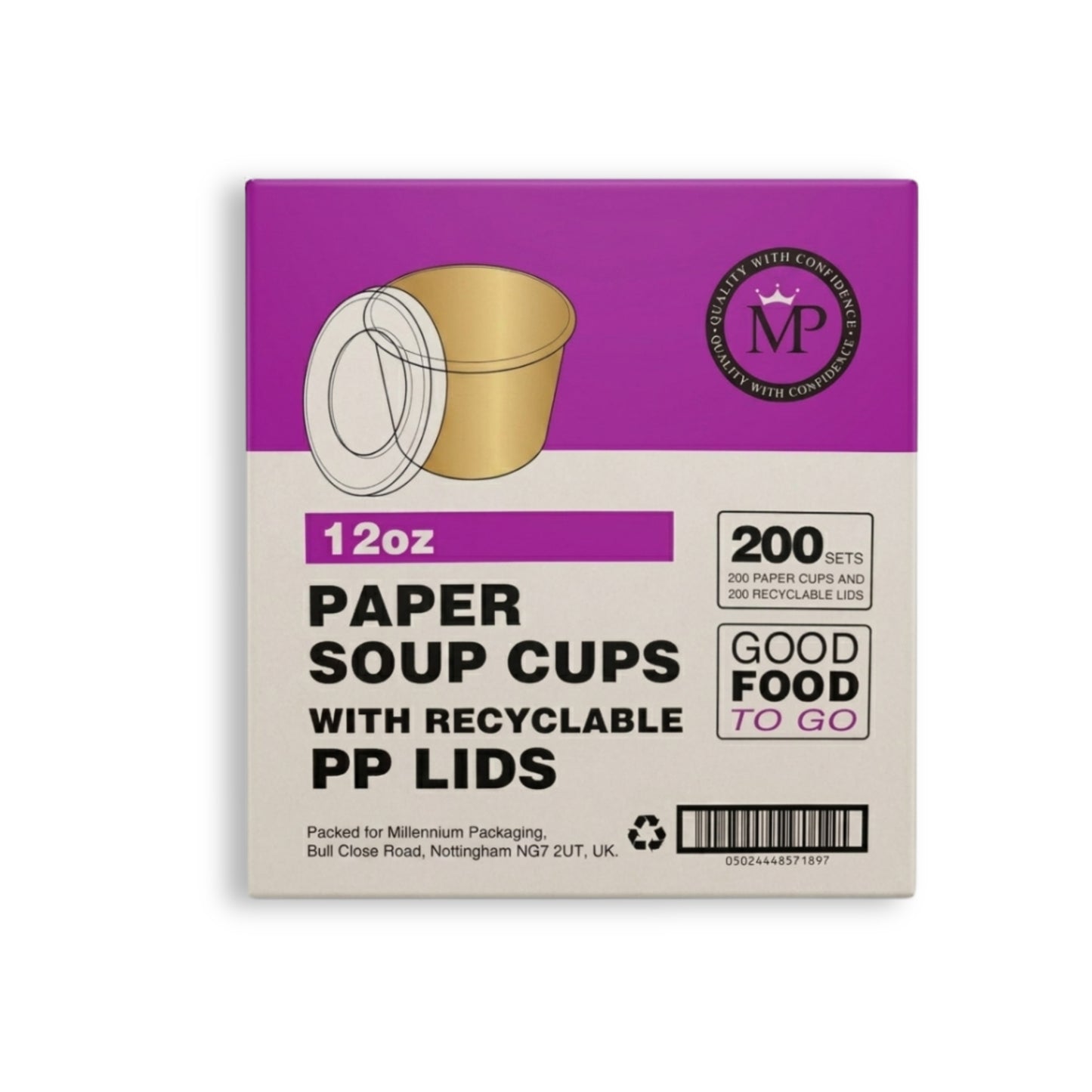 MP Paper Soup Cups With Pp Lids 12oz 200's