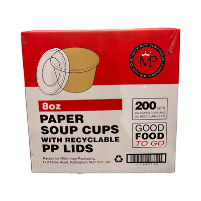 MP Paper Soup Cups With Pp Lids 8oz 200's
