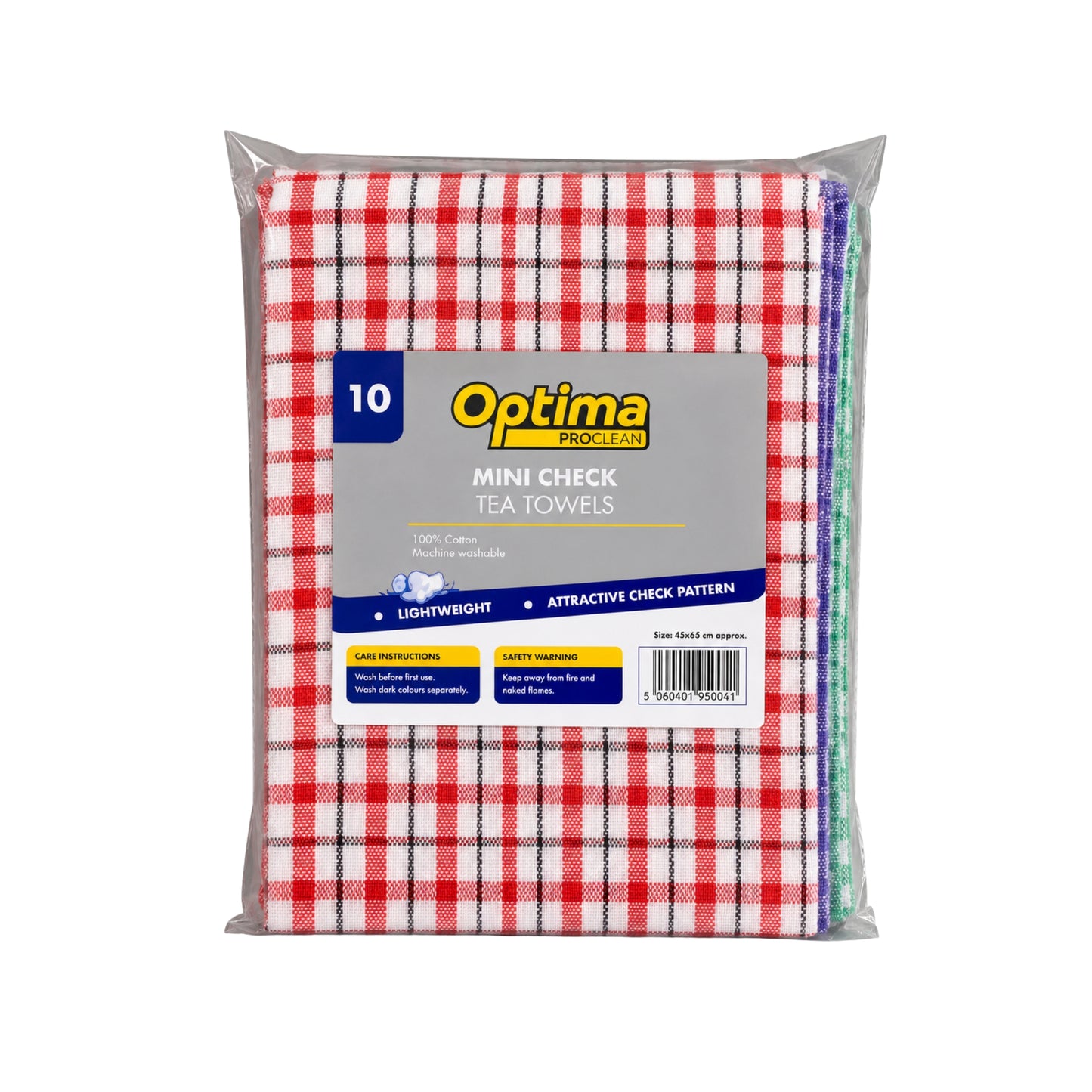 Optima 10 Mini Tea Towels Check Pack