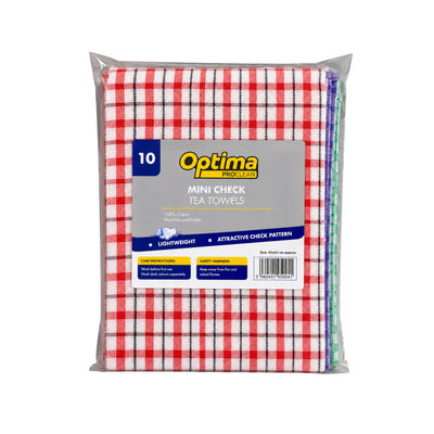 Optima 10 Mini Tea Towels Check Pack