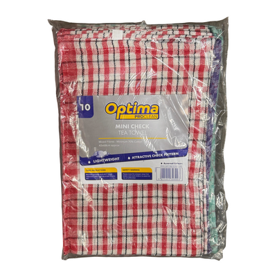 Optima 10 Mini Tea Towels Check Pack