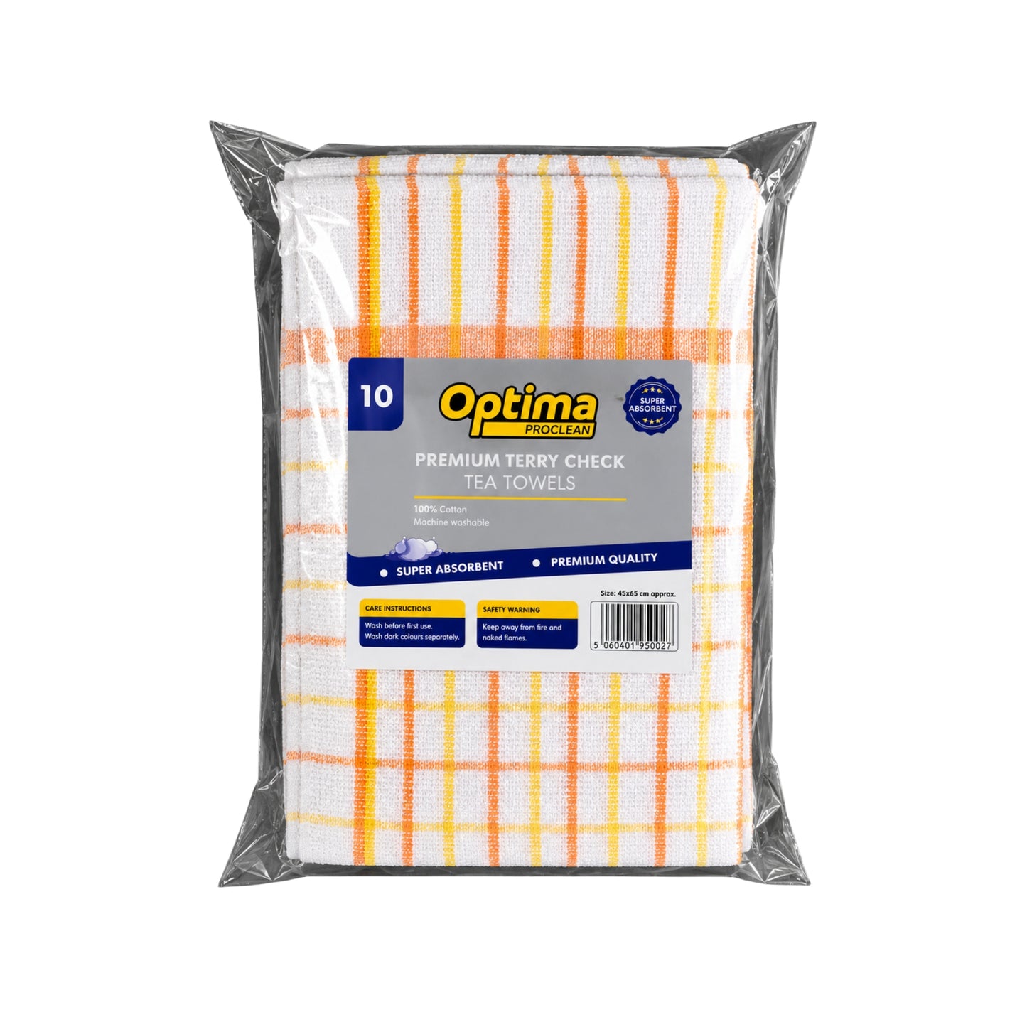 Optima Terry Check Tea Towels 1x10s