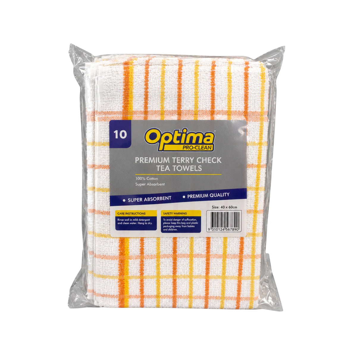 Optima Terry Cheqe Tea Towels 10x10s
