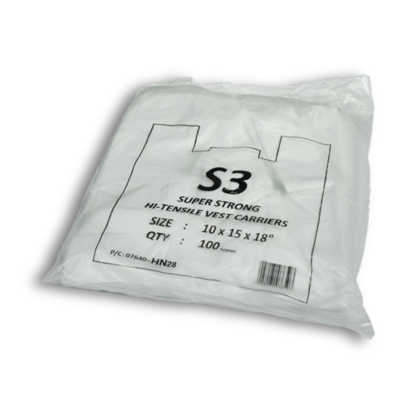 S3 White Carrier Bags 100s