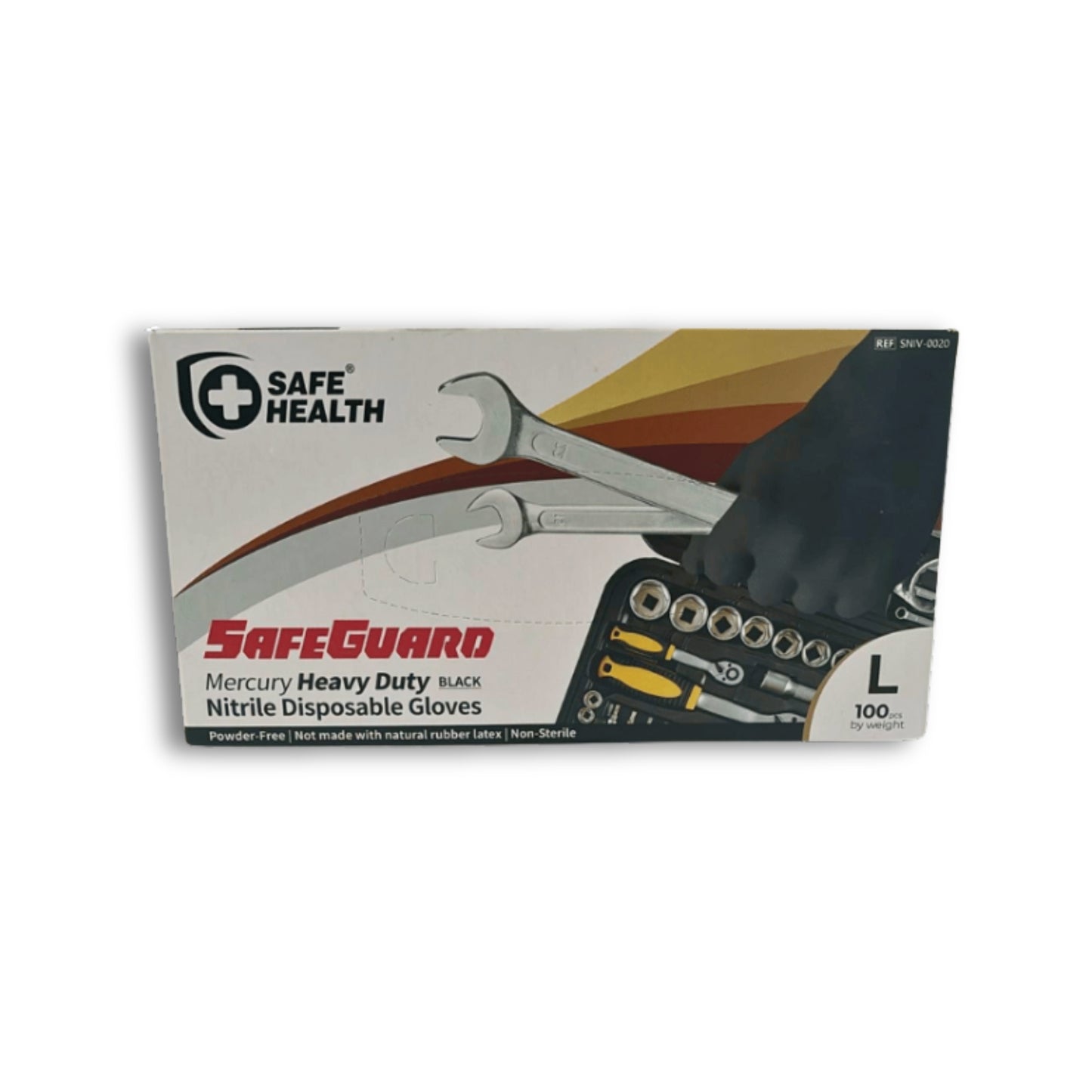 Safeguard Heavy Duty Nitrile Medium Black Gloves 1x100s