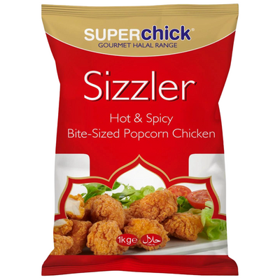 Superchick Sizzler Hot & Spicy Bite-Sized Popcorn Chicken 1kg
