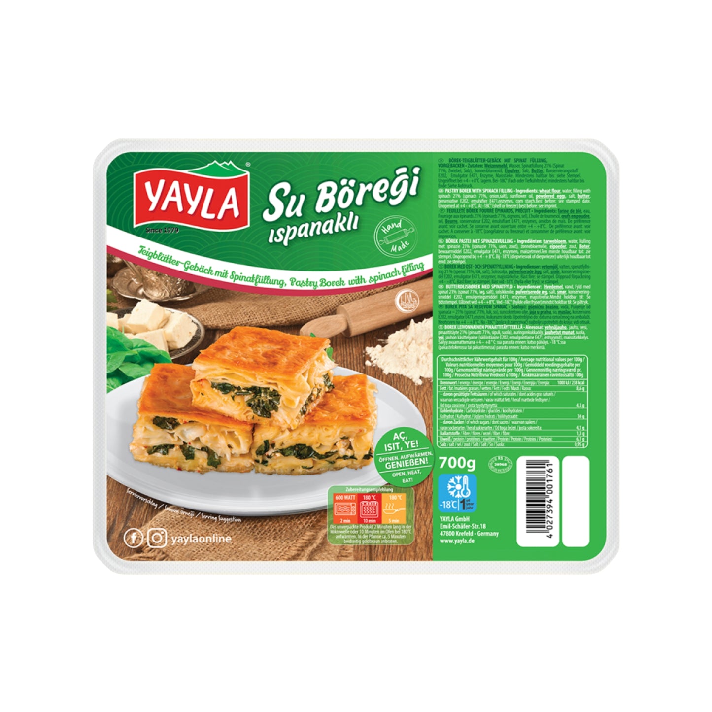 Yayla Pastry With Spinach / Peynirli Su 700g