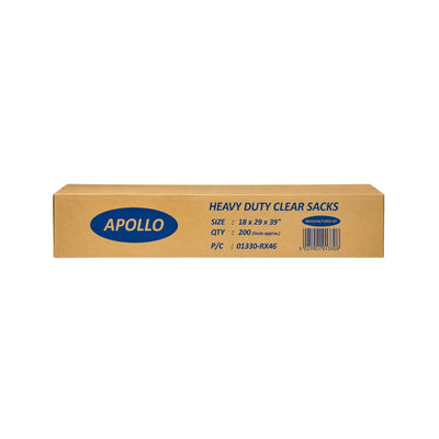 Apollo Heavy Duty Clear Bags sacks 200s 18”x29”x39”