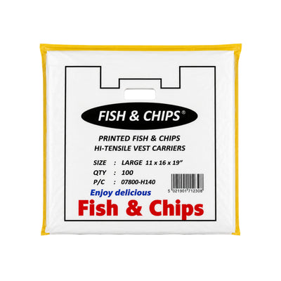 Fish & Chip Large Printed Bags 11 X 16 X 19 100