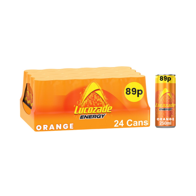Lucozade Orange 89p Can 24×250ml