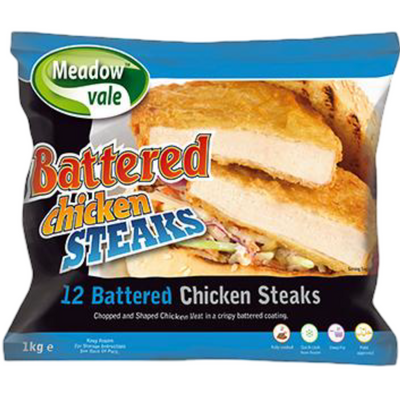 Meadow Vale 12 Battered Chicken Steaks 1.02kg