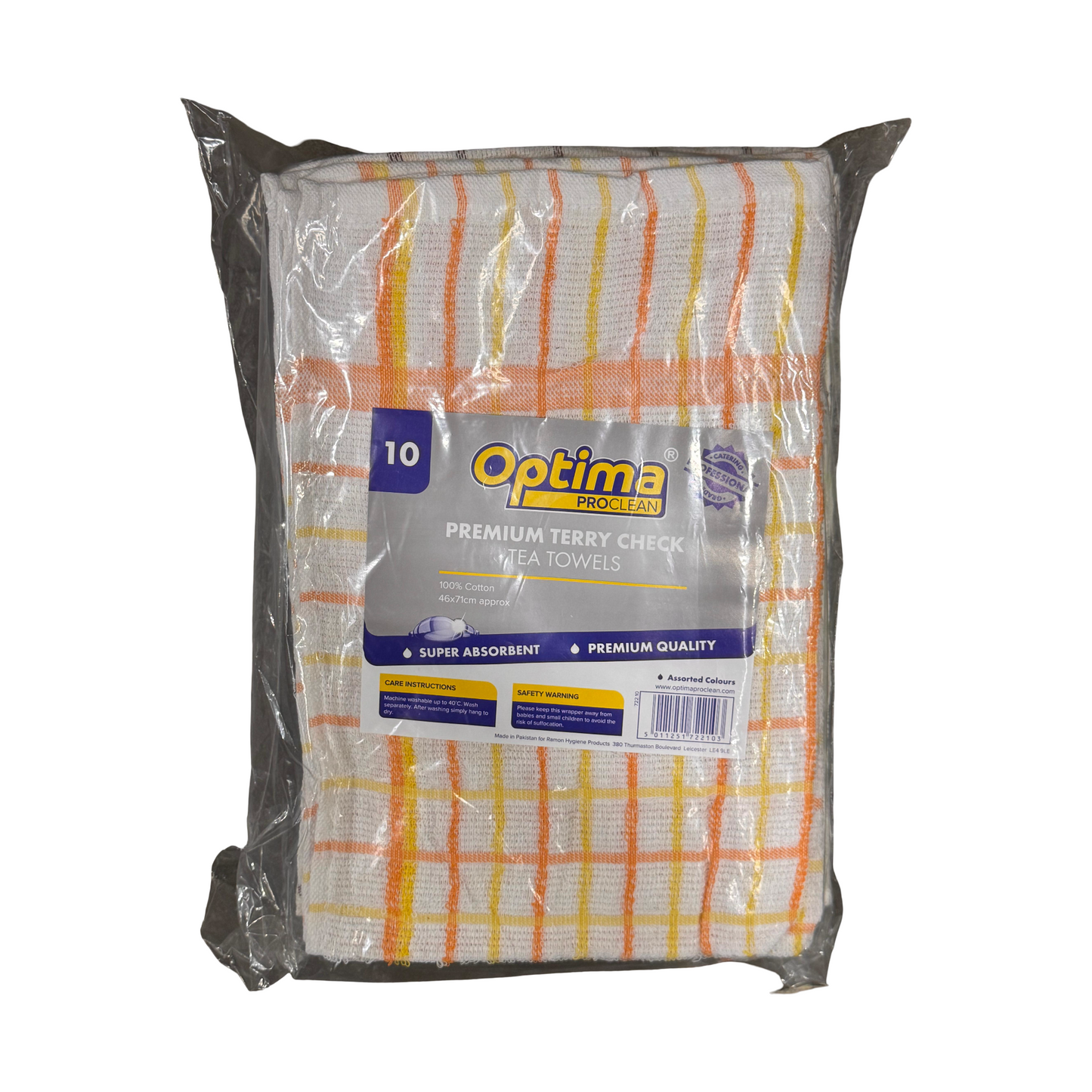 Optima Terry Check Tea Towels 1x10s