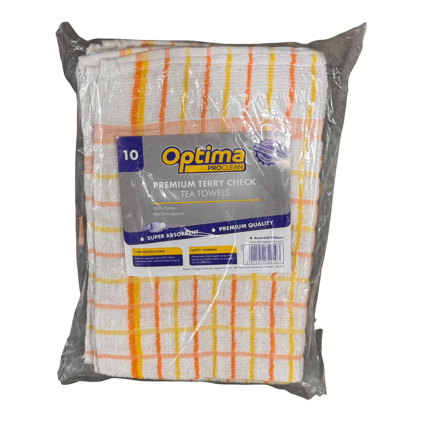 Optima Terry Cheqe Tea Towels 10x10s