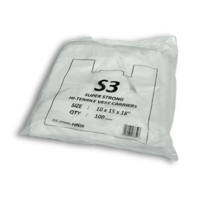 S3 White Carrier Bags 100s