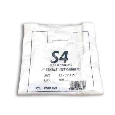 S4 White Carrier Bags 100s