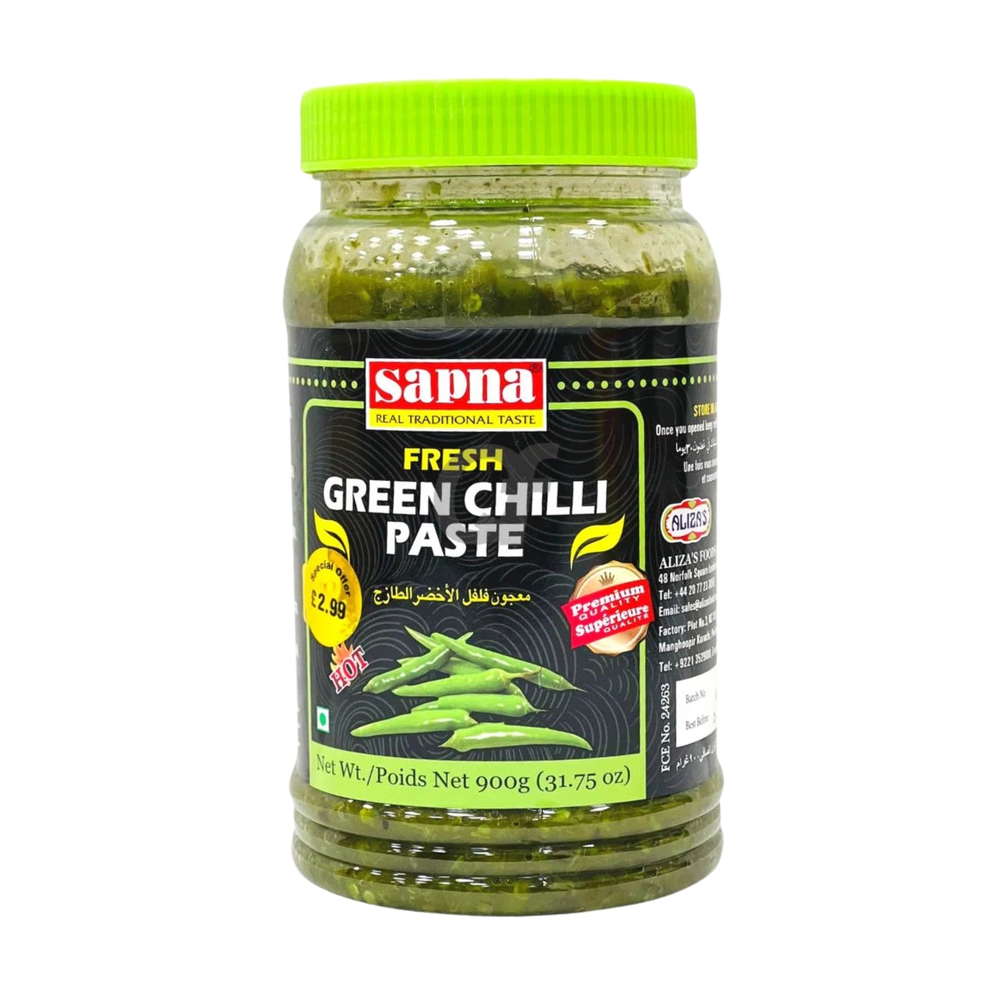 Sapna Green Chilli Paste 900g