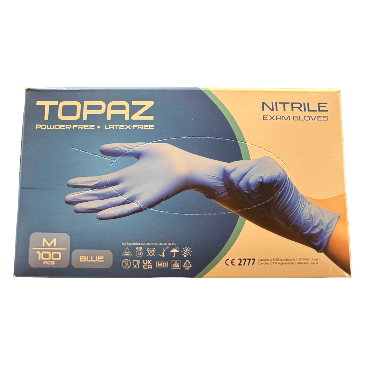 Topaz Blue Nitrile Gloves Medium 1x100s